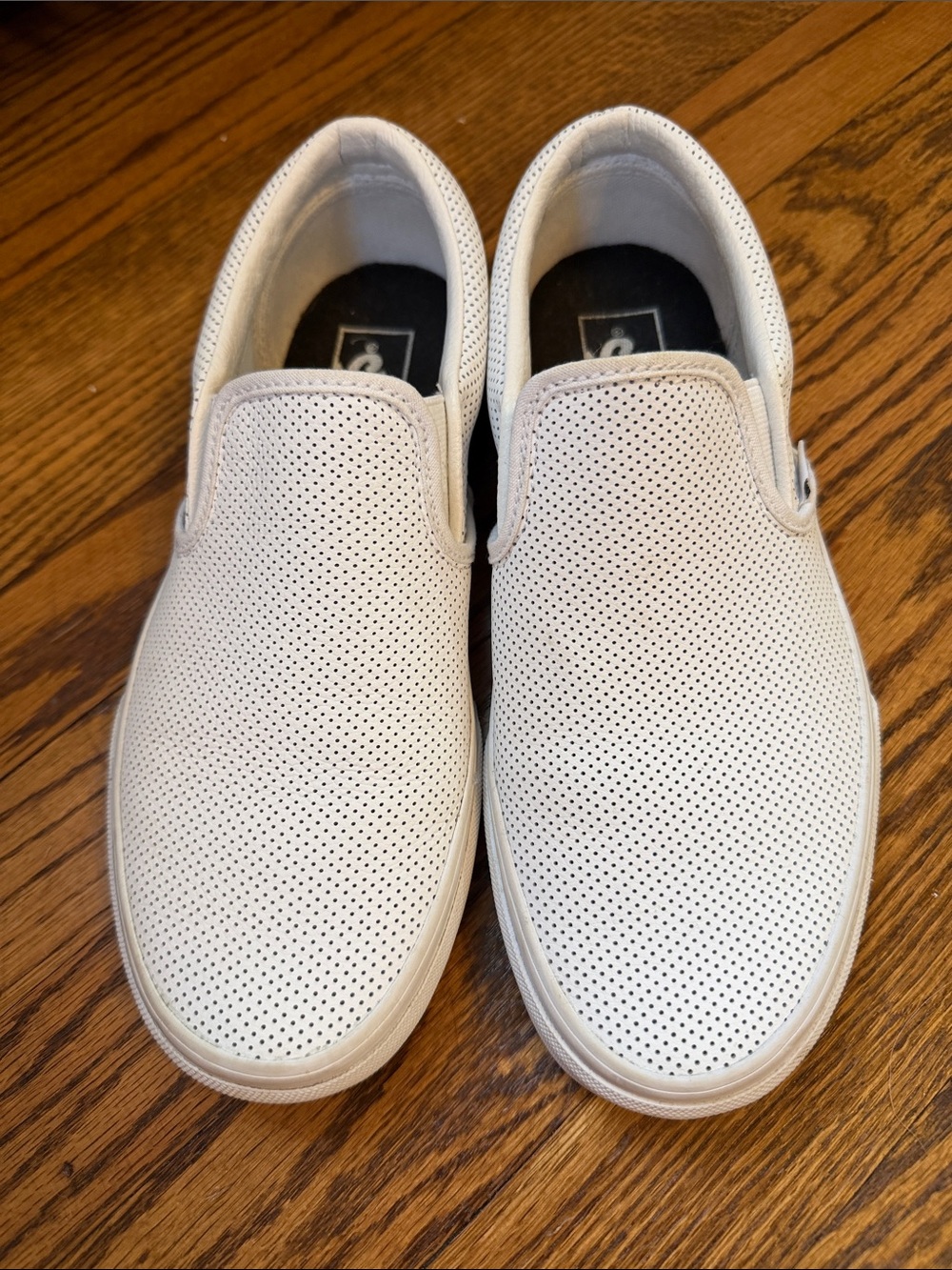 Women's White Slip-On Vans Perforated Casual Shoes